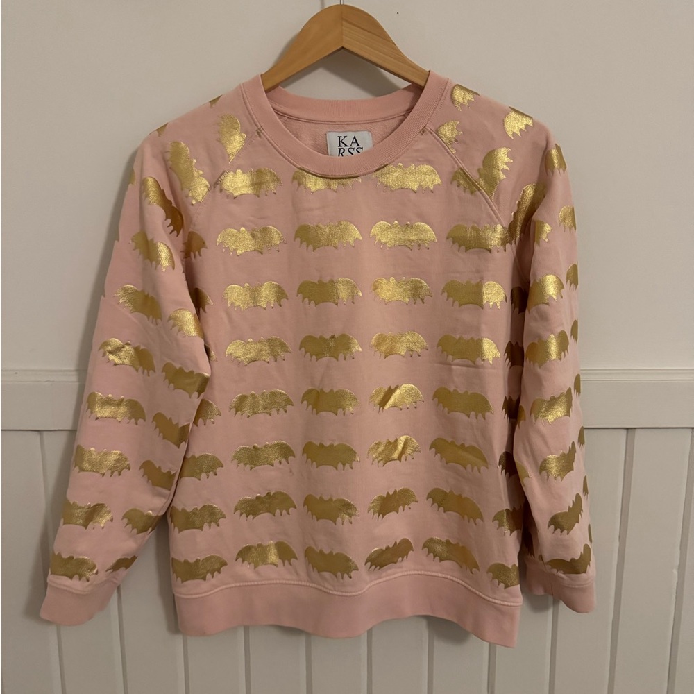 Zoe Karssen Pink and Gold Boxy Graphic Sweatshirt